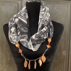 Vintage infinity Necklace Pendant scarf - one size